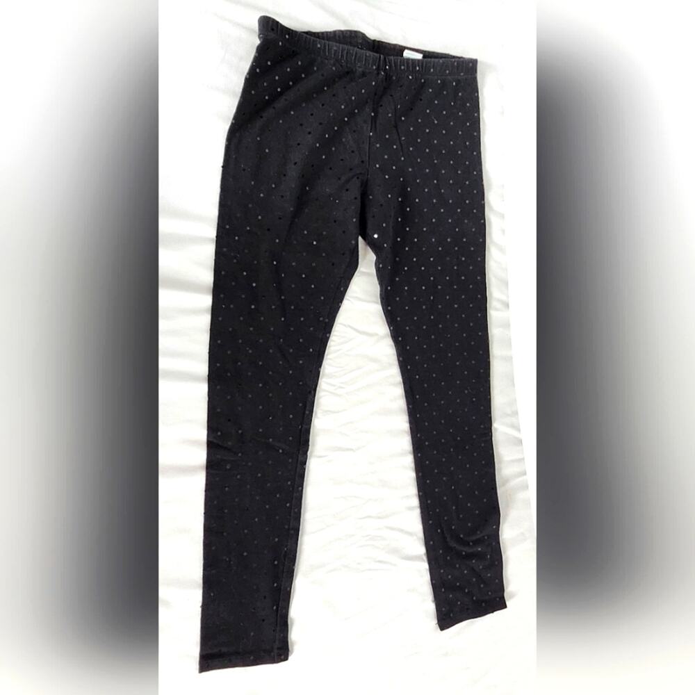 Girl's Textured Leggings | Children's Place | polka dot | Size 14 | Black